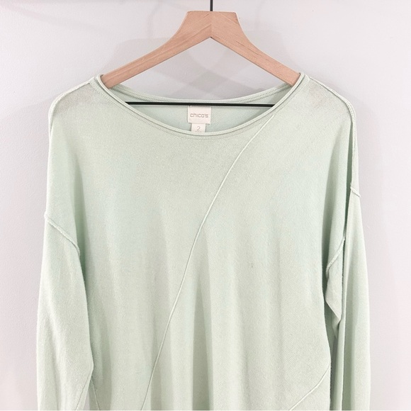 Chico’s Tunic Sweater Mint Green Size 2 (Large) - Picture 2 of 6